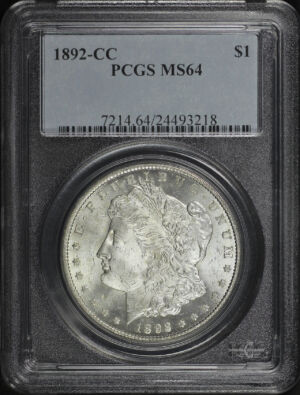 Obverse of this 1892-CC Morgan Dollar PCGS MS-64
