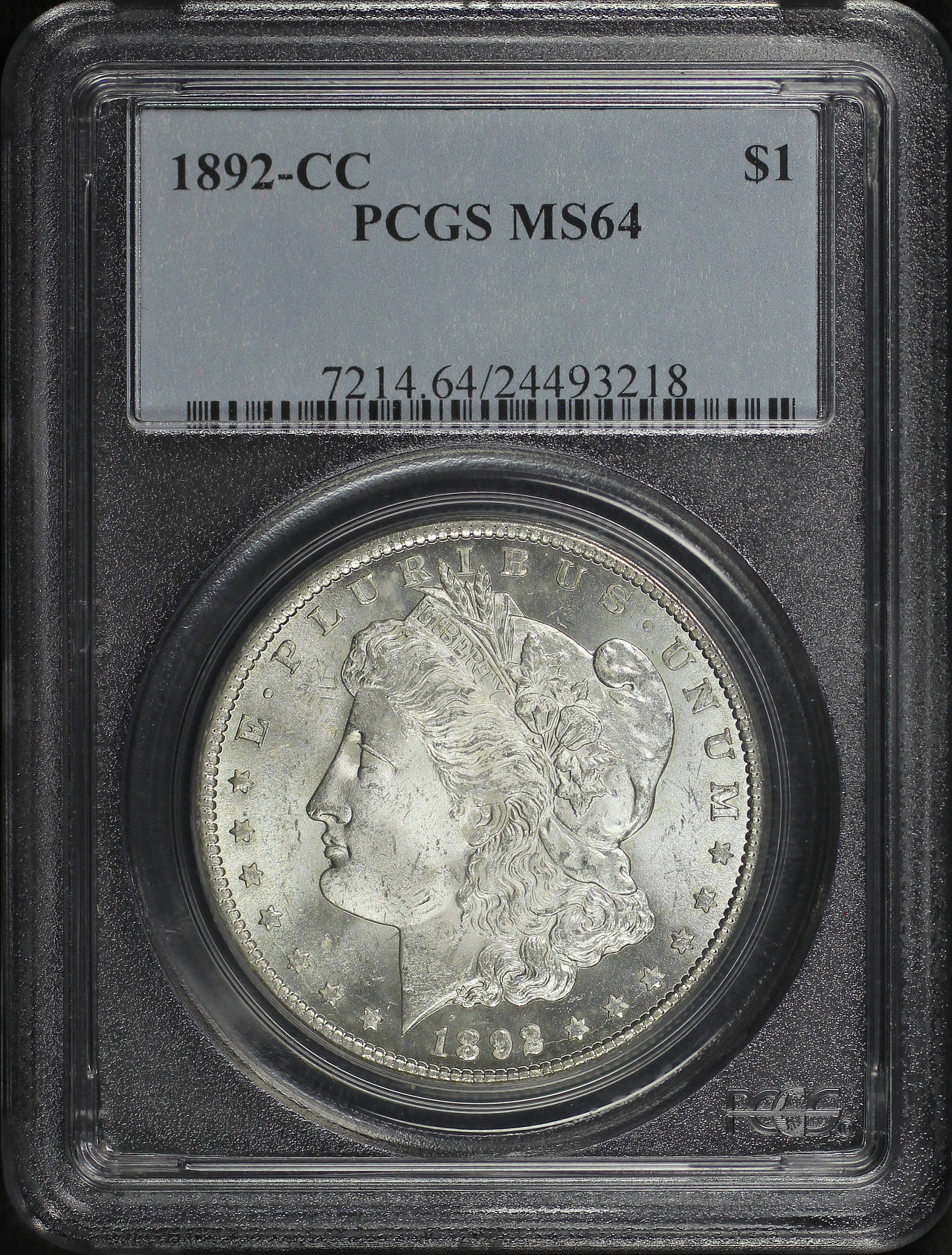 Obverse of this 1892-CC Morgan Dollar PCGS MS-64