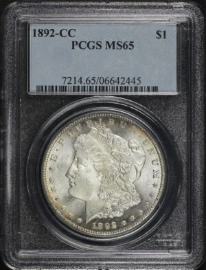 Obverse of this 1892-CC Morgan Dollar PCGS MS-65