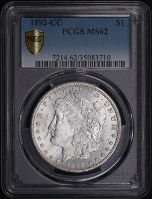 Obverse of this 1892-CC Morgan Dollar PCGS MS-62