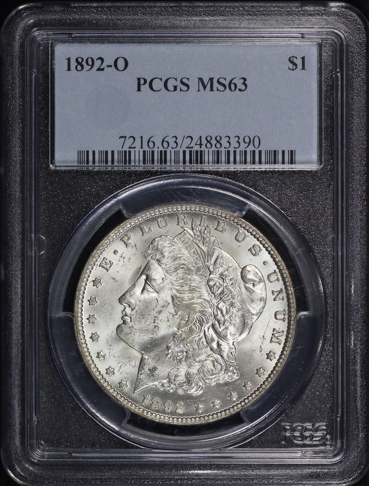 Obverse of this 1892-O Morgan Dollar PCGS MS-63