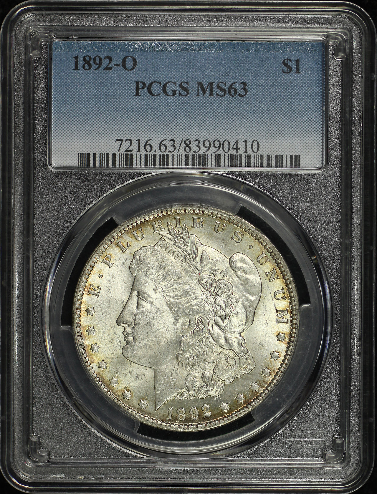 Obverse of this 1892-O Morgan Dollar PCGS MS-63