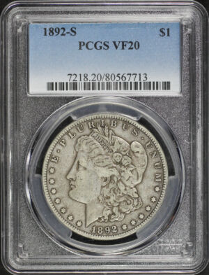 Obverse of this 1892-S Morgan Dollar PCGS VF-20