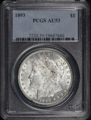 Obverse of this 1893 Morgan Dollar PCGS AU-53