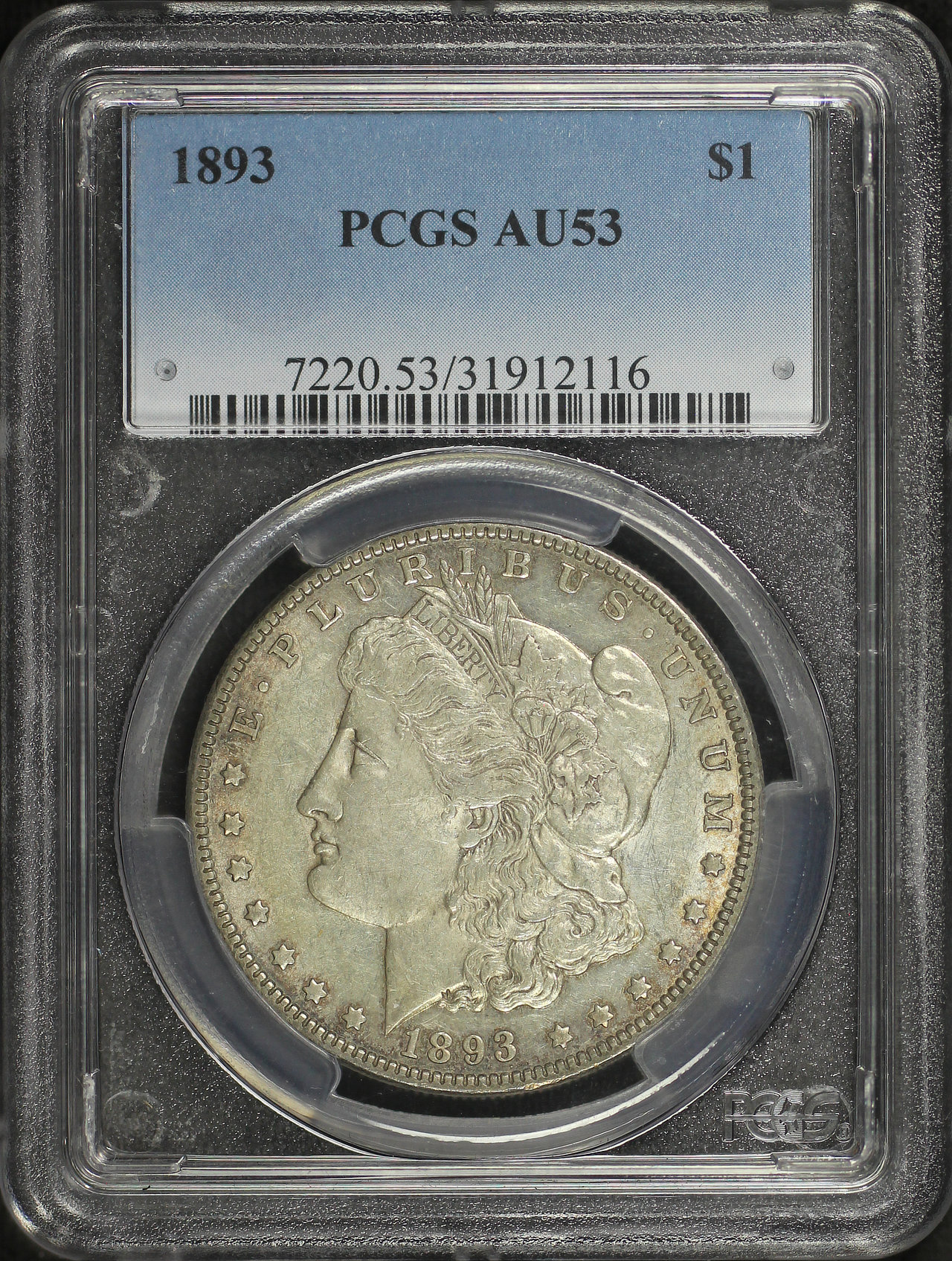 Obverse of this 1893 Morgan Dollar PCGS AU-53