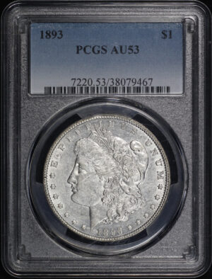 Obverse of this 1893 Morgan Dollar PCGS AU-53