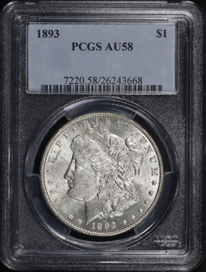 Obverse of this 1893 Morgan Dollar PCGS AU-58