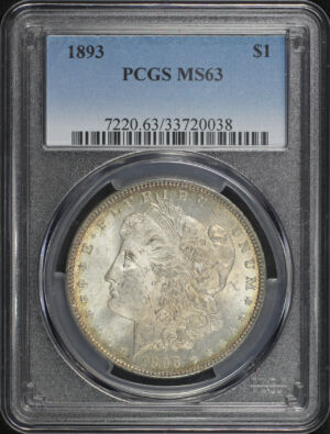 Obverse of this 1893 Morgan Dollar PCGS MS-63