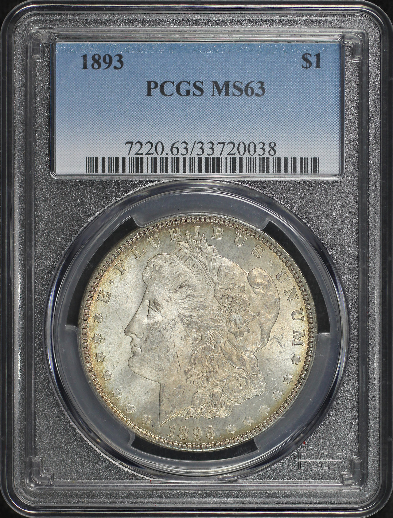 Obverse of this 1893 Morgan Dollar PCGS MS-63