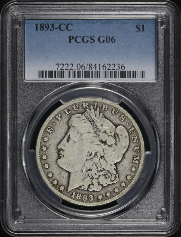 Obverse of this 1893-CC Morgan Dollar PCGS G-06