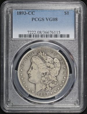 Obverse of this 1893-CC Morgan Dollar PCGS VG-08