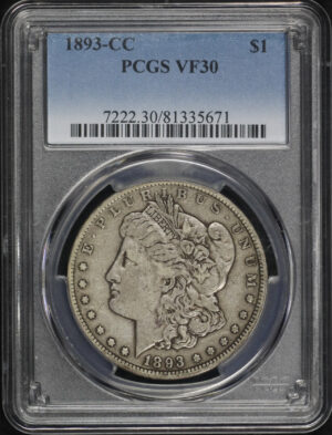Obverse of this 1893-CC Morgan Dollar PCGS VF-30