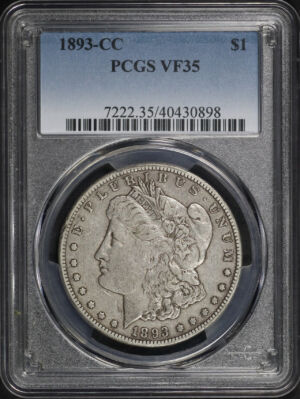 Obverse of this 1893-CC Morgan Dollar PCGS VF-35