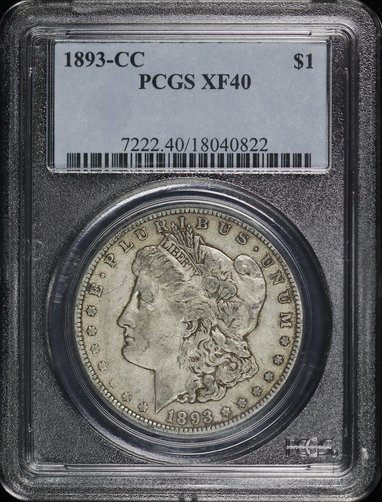 Obverse of this 1893-CC Morgan Dollar PCGS XF-40