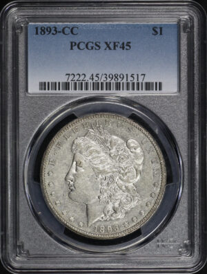 Obverse of this 1893-CC Morgan Dollar PCGS XF-45