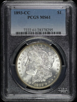 Obverse of this 1893-CC Morgan Dollar PCGS MS-61