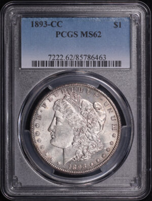 Obverse of this 1893-CC Morgan Dollar PCGS MS-62