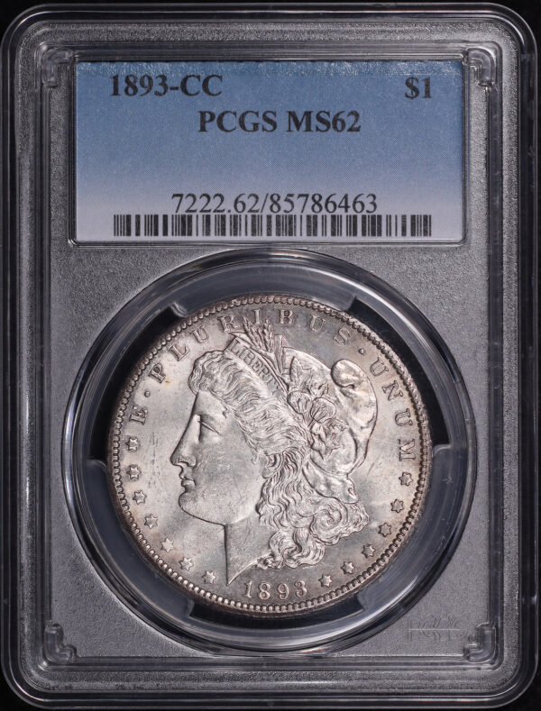 Obverse of this 1893-CC Morgan Dollar PCGS MS-62