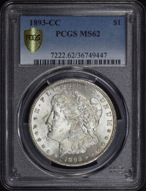 Obverse of this 1893-CC Morgan Dollar PCGS MS-62