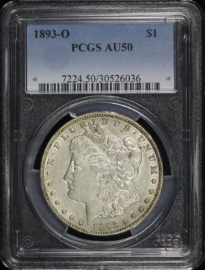 Obverse of this 1893-O Morgan Dollar PCGS AU-50