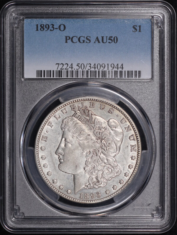 Obverse of this 1893-O Morgan Dollar PCGS AU-50