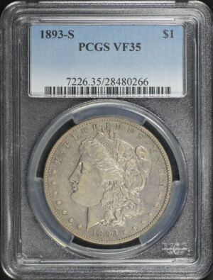 Obverse of this 1893-S Morgan Dollar PCGS VF-35