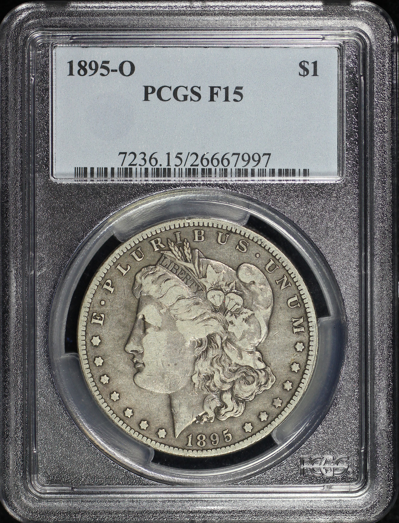Obverse of this 1895-O Morgan Dollar PCGS F-15