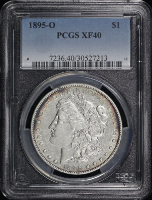 Obverse of this 1895-O Morgan Dollar PCGS XF-40 Blue & Violet Rim Toning