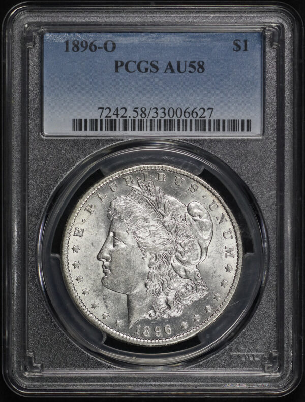 Obverse of this 1896-O Morgan Dollar PCGS AU-58