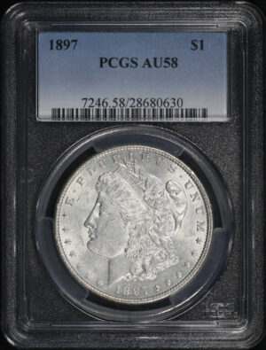 Obverse of this 1897 Morgan Dollar PCGS AU-58