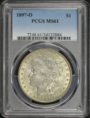 Obverse of this 1897-O Morgan Dollar PCGS MS-61