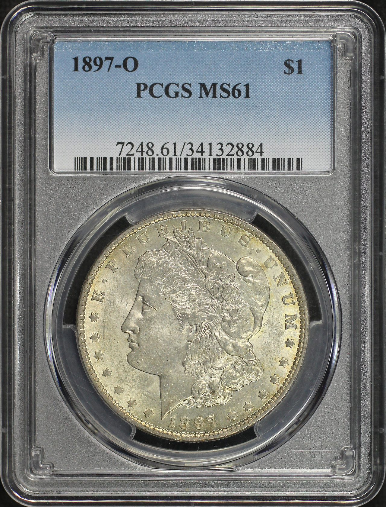 Obverse of this 1897-O Morgan Dollar PCGS MS-61