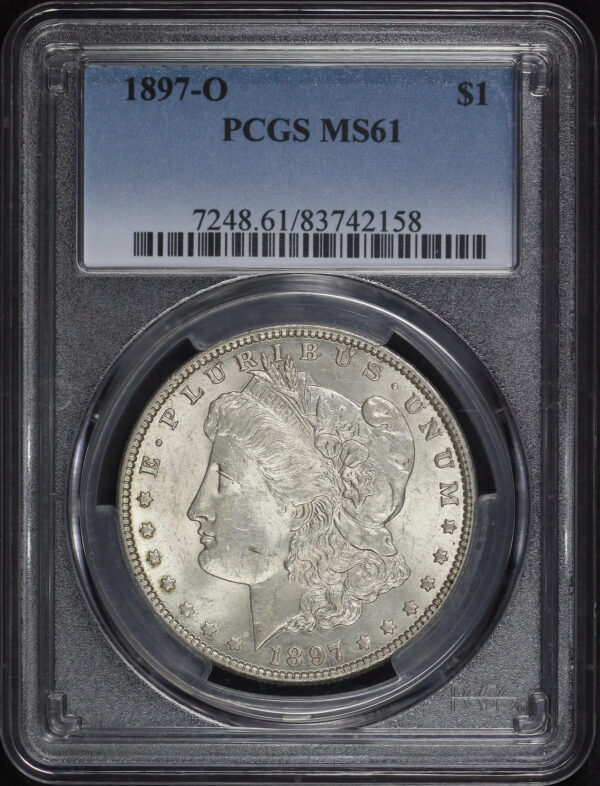 Obverse of this 1897-O Morgan Dollar PCGS MS-61