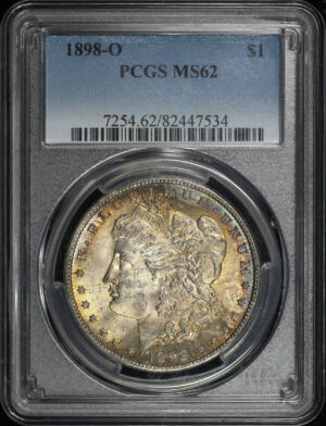 Obverse of this 1898-O Morgan Dollar PCGS MS-62