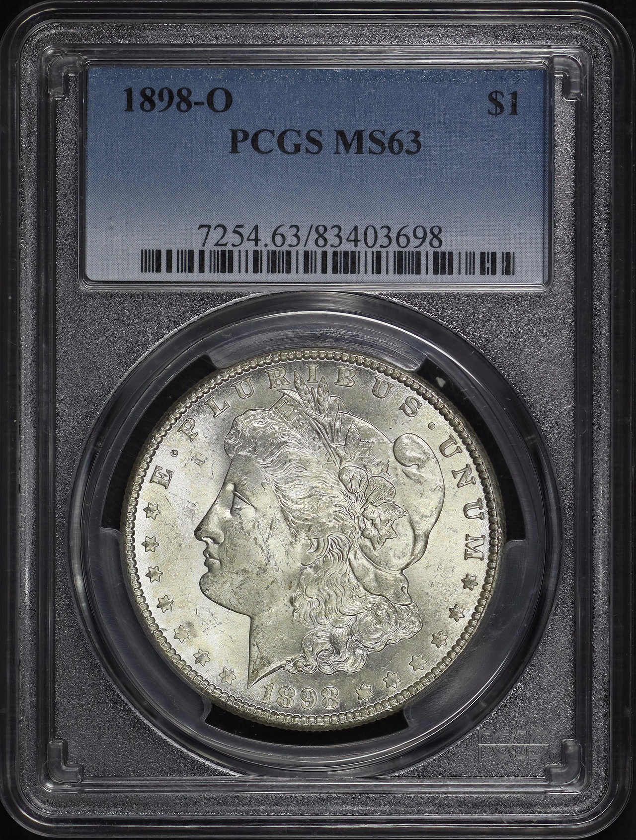 Obverse of this 1898-O Morgan Dollar PCGS MS-63