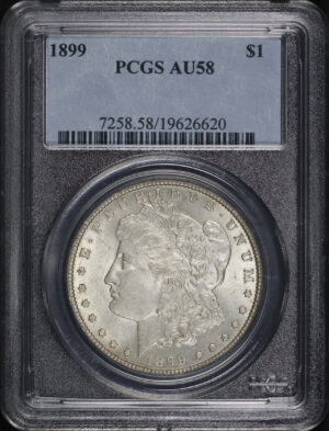 Obverse of this 1899 Morgan Dollar PCGS AU-58