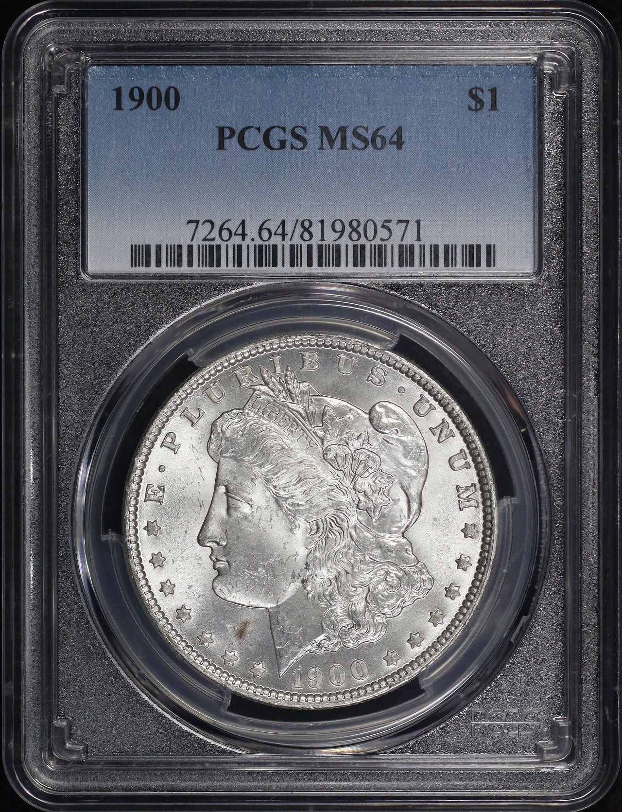 Obverse of this 1900 Morgan Dollar PCGS MS-64