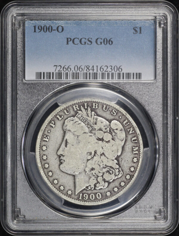 Obverse of this 1900-O Morgan Dollar PCGS G-06