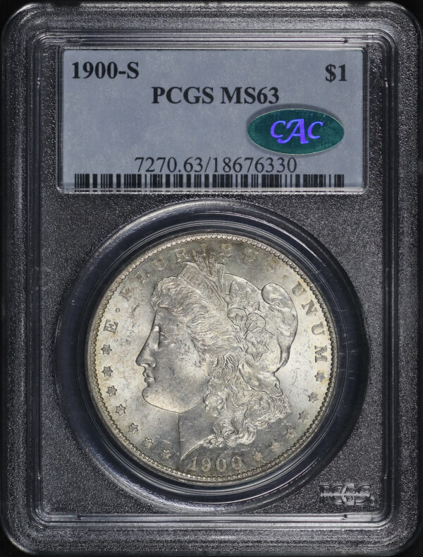 Obverse of this 1900-S Morgan Dollar PCGS MS-63 CAC