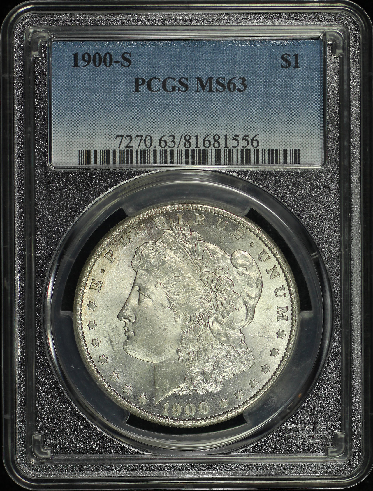 Obverse of this 1900-S Morgan Dollar PCGS MS-63