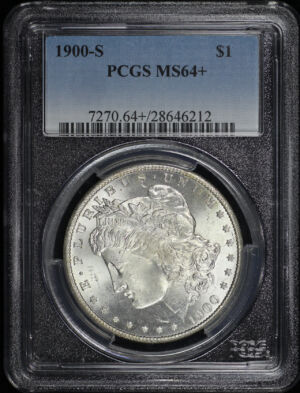 Obverse of this 1900-S Morgan Dollar PCGS MS-64+
