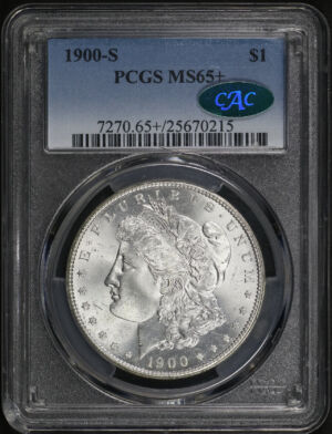 Obverse of this 1900-S Morgan Dollar PCGS MS-65+ CAC