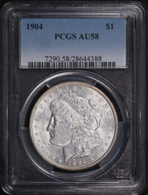 Obverse of this 1904 Morgan Dollar PCGS AU-58