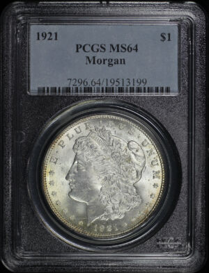 Obverse of this 1921 Morgan Dollar PCGS MS-64