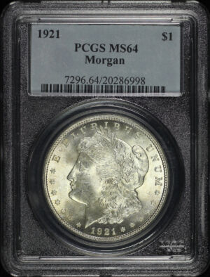 Obverse of this 1921 Morgan Dollar PCGS MS-64