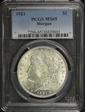 Obverse of this 1921 Morgan Dollar PCGS MS-65