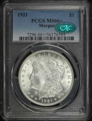 Obverse of this 1921 Morgan Dollar PCGS MS-66+ CAC