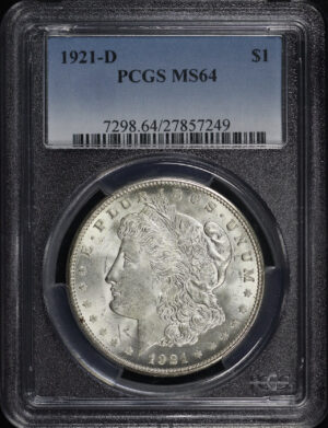 Obverse of this 1921-D Morgan Dollar PCGS MS-64