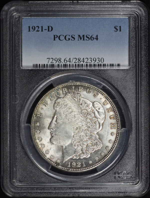 Obverse of this 1921-D Morgan Dollar PCGS MS-64