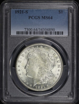 Obverse of this 1921-S Morgan Dollar PCGS MS-64